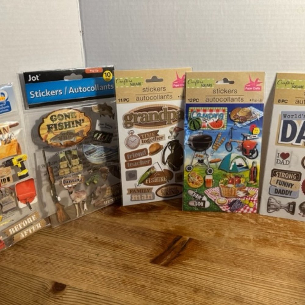 5 Packs of Dad hobby stickers 51 total